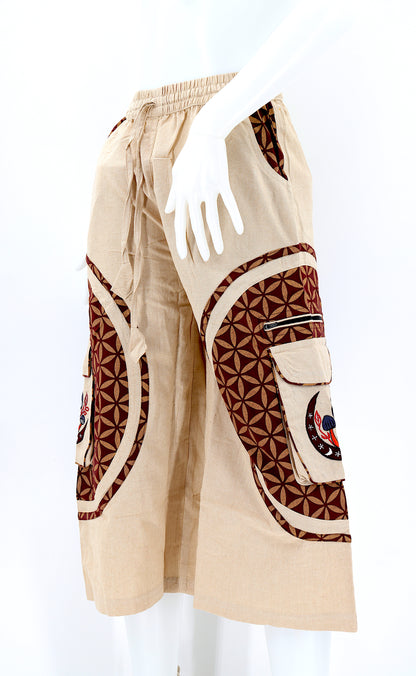 Moon & Mushroom Embroidered Shorts | Cotton Festival Quarters