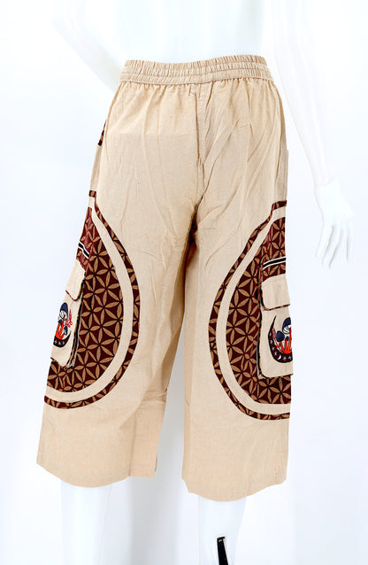 Moon & Mushroom Embroidered Shorts | Cotton Festival Quarters