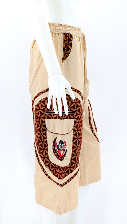 Moon & Mushroom Embroidered Shorts | Cotton Festival Quarters