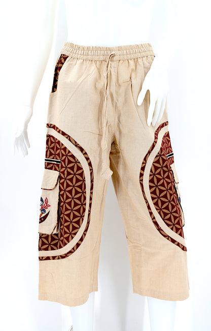 Moon & Mushroom Embroidered Shorts | Cotton Festival Quarters