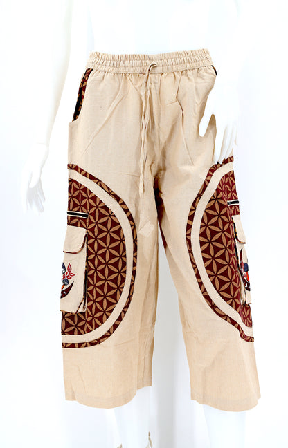 Moon & Mushroom Embroidered Shorts | Cotton Festival Quarters