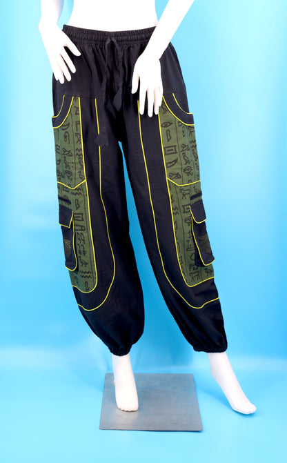 Eye of Horus & Hieroglyphics Pants | Egyptian Embroidered Harem Pants