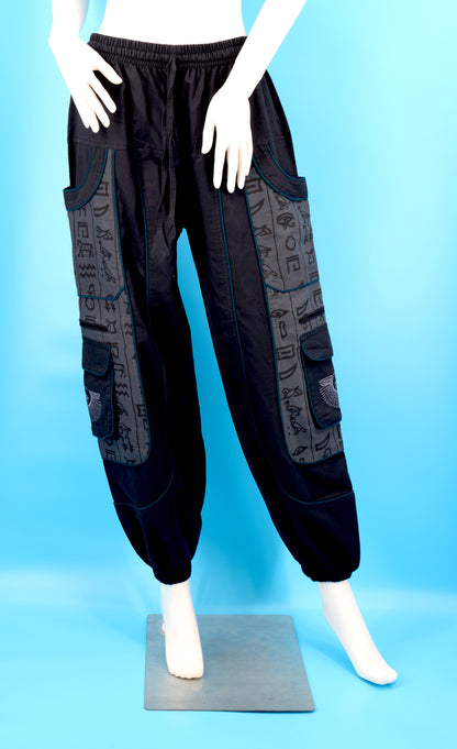 Eye of Horus & Hieroglyphics Pants | Egyptian Embroidered Harem Pants
