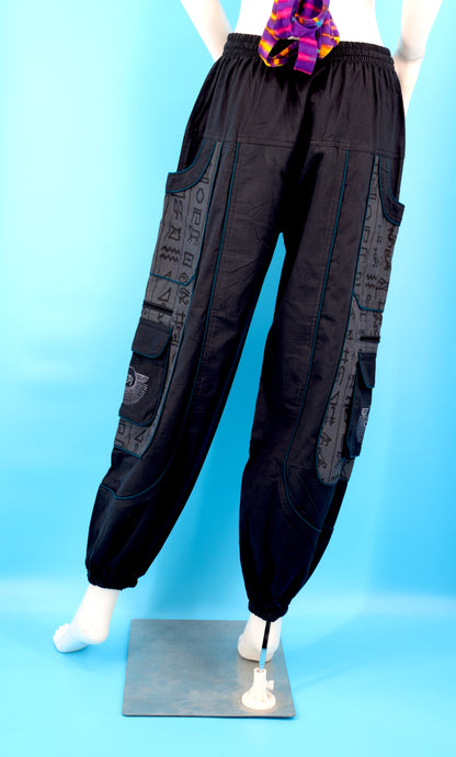 Eye of Horus & Hieroglyphics Pants | Egyptian Embroidered Harem Pants