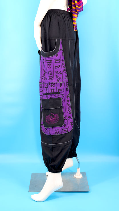 Eye of Horus & Hieroglyphics Pants | Egyptian Embroidered Harem Pants