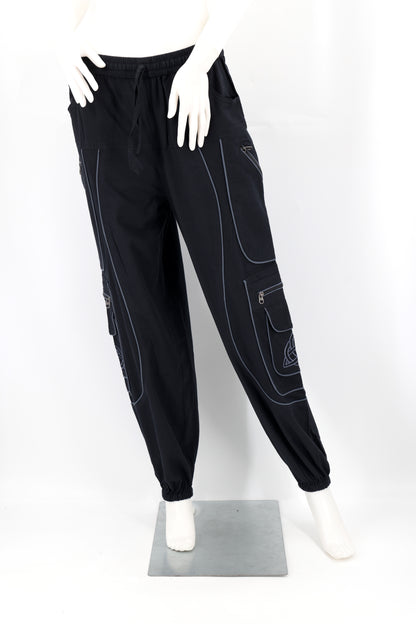 Celtic Triquetra Shield Knot Embroidered Harem Pants
