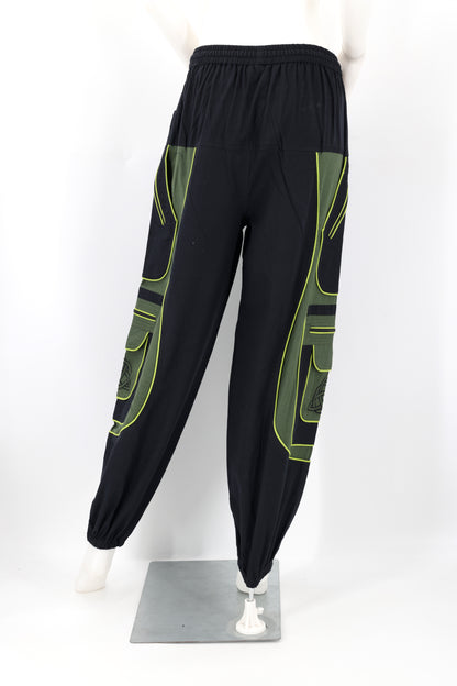 Celtic Triquetra Shield Knot Embroidered Harem Pants