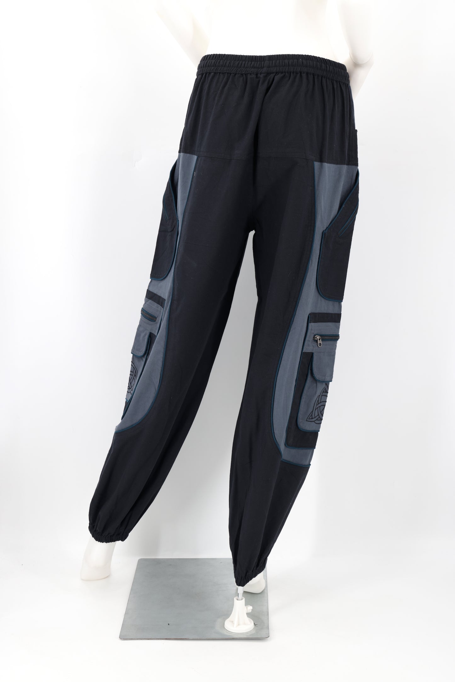 Handmade Celtic Triquetra Shield Knot Embroidered Cotton Harem Pants - Free-Spirited Artistic Comfort