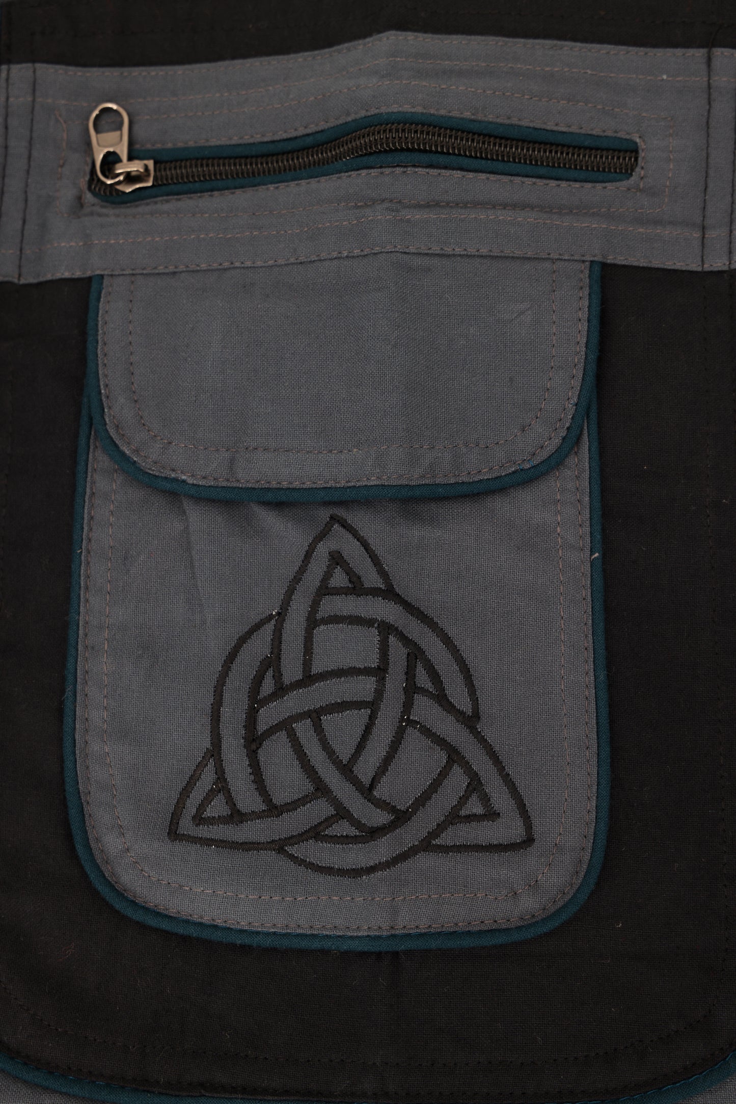 Handmade Celtic Triquetra Shield Knot Embroidered Cotton Harem Pants - Free-Spirited Artistic Comfort