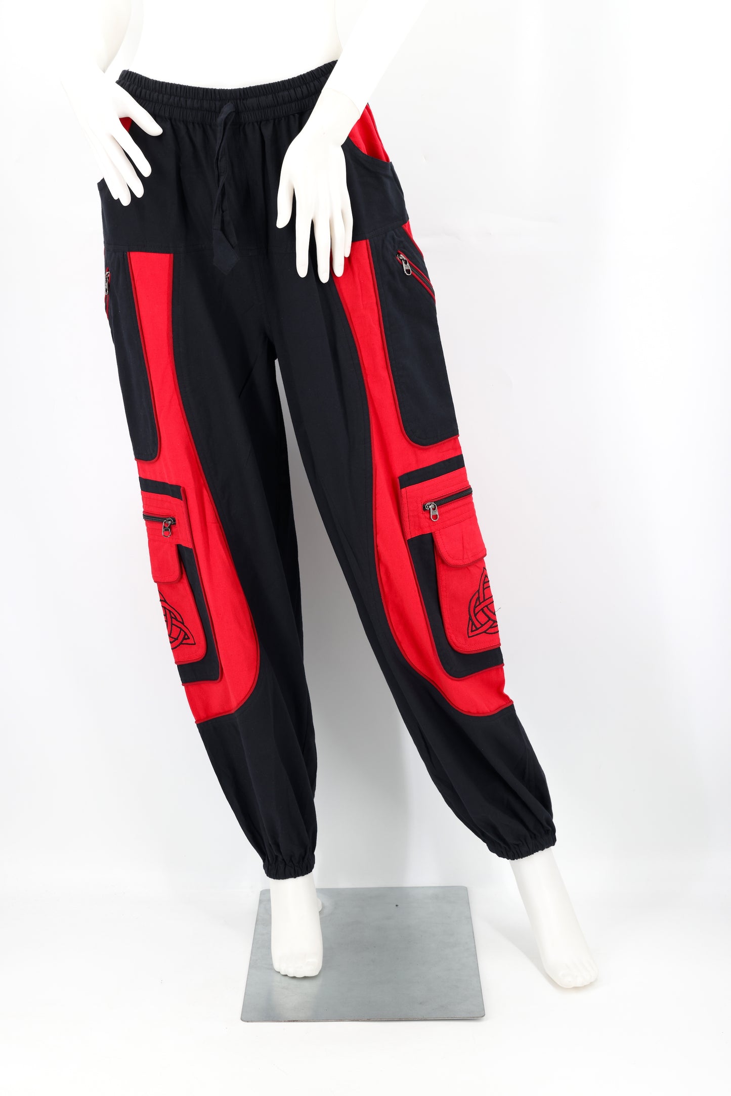 Handmade Celtic Triquetra Shield Knot Embroidered Cotton Harem Pants - Free-Spirited Artistic Comfort