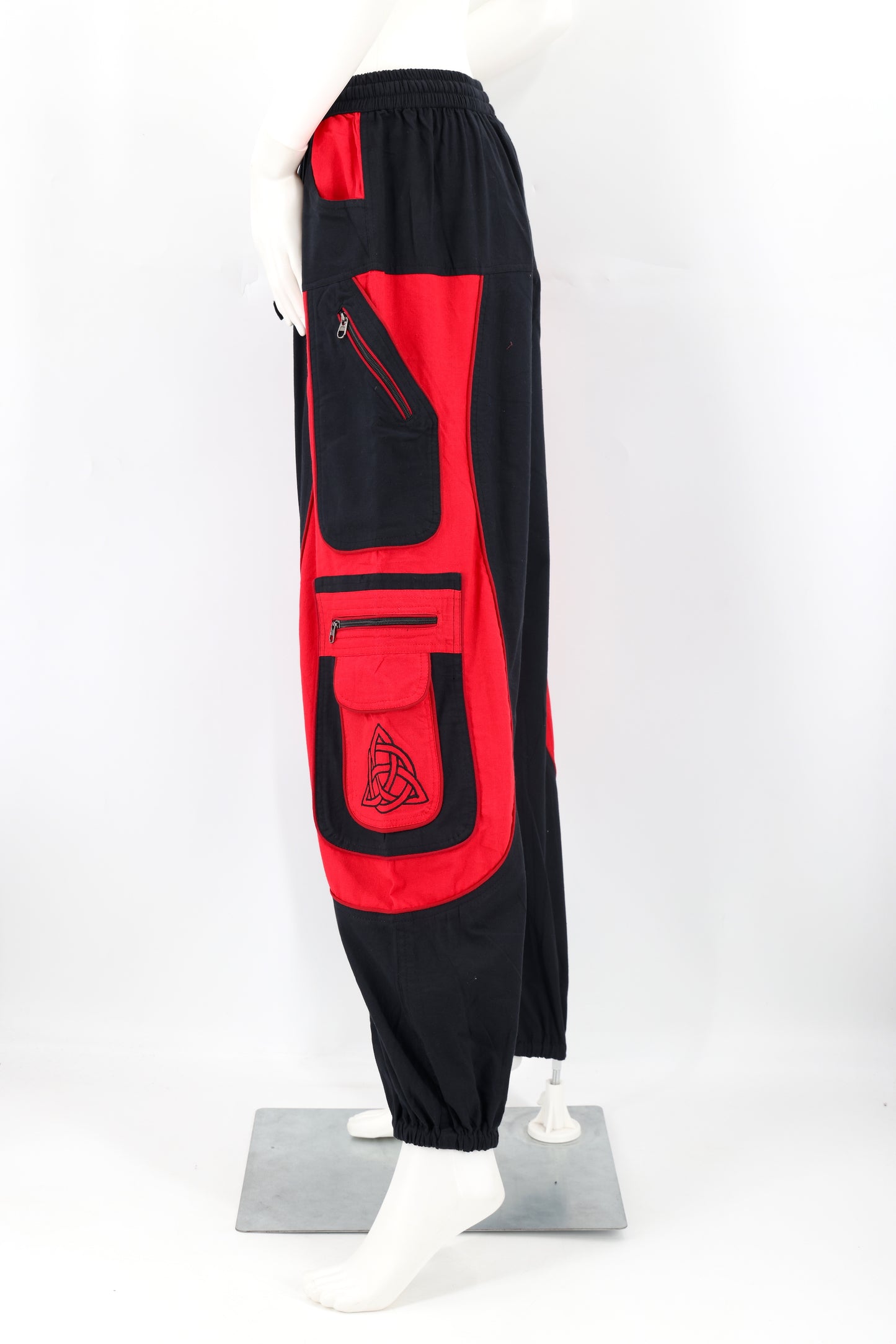 Handmade Celtic Triquetra Shield Knot Embroidered Cotton Harem Pants - Free-Spirited Artistic Comfort