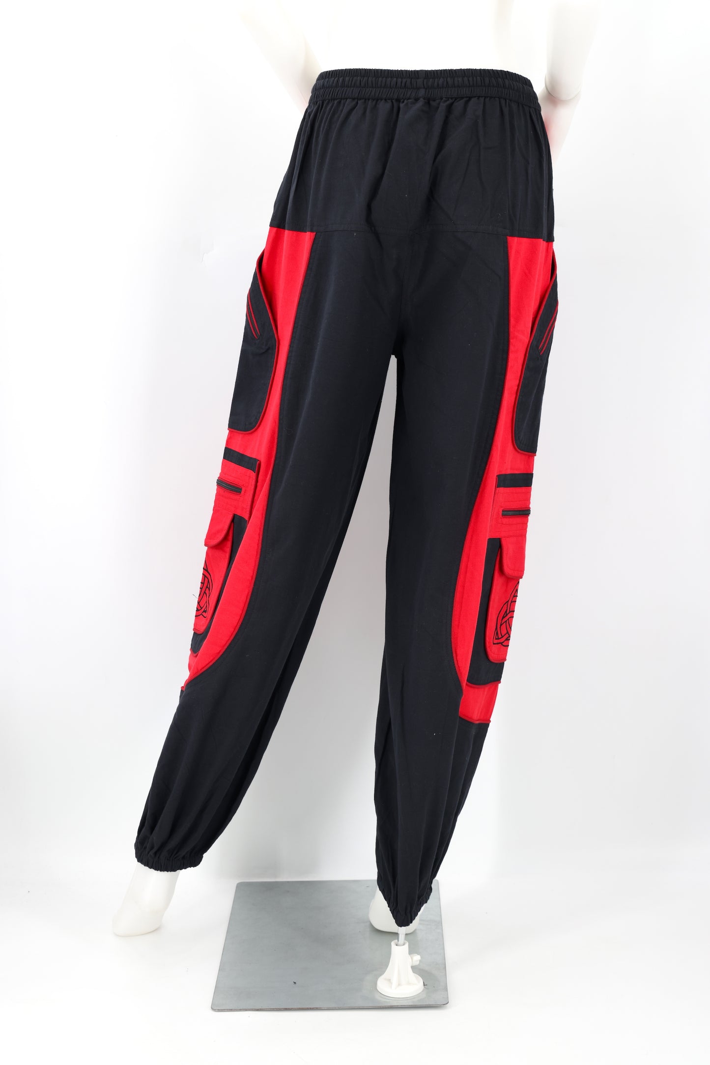 Handmade Celtic Triquetra Shield Knot Embroidered Cotton Harem Pants - Free-Spirited Artistic Comfort