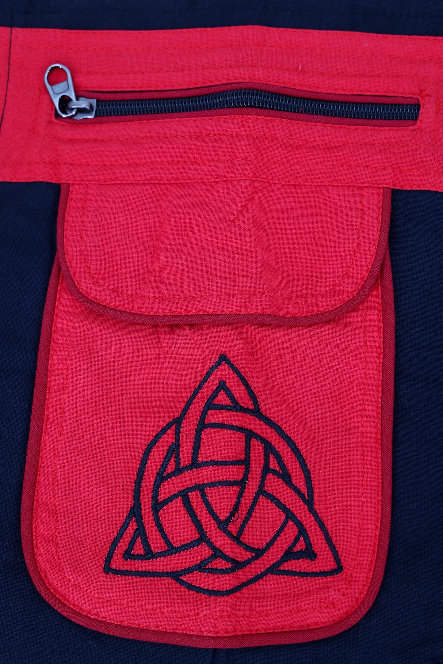 Handmade Celtic Triquetra Shield Knot Embroidered Cotton Harem Pants - Free-Spirited Artistic Comfort