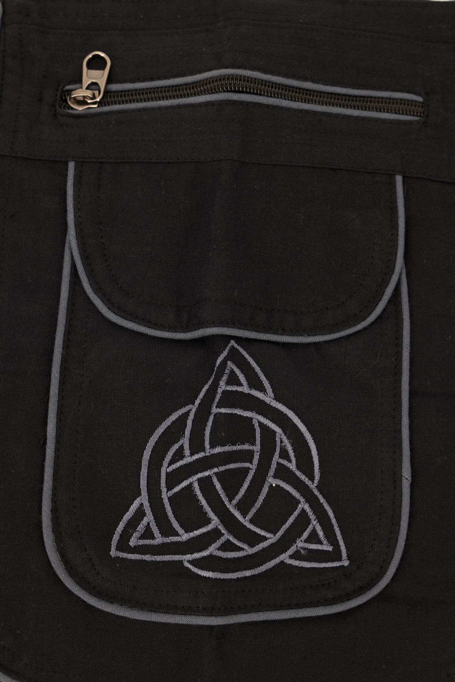 Handmade Celtic Triquetra Shield Knot Embroidered Cotton Harem Pants - Free-Spirited Artistic Comfort