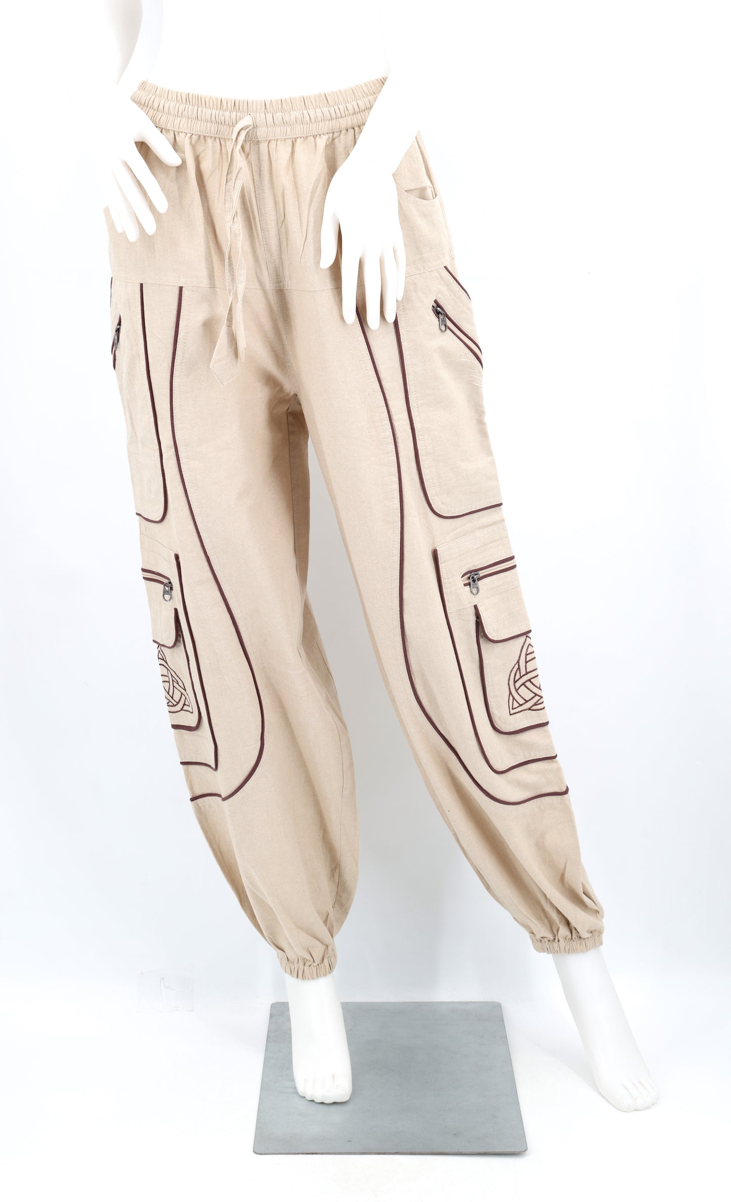 Celtic Triquetra Shield Knot Embroidered Harem Pants