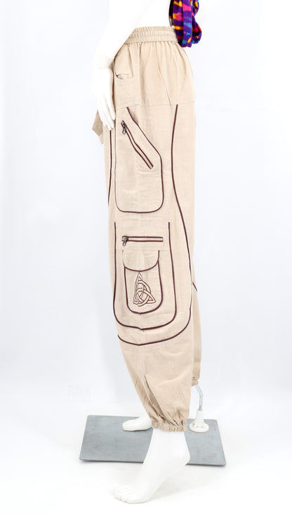 Celtic Triquetra Shield Knot Embroidered Harem Pants