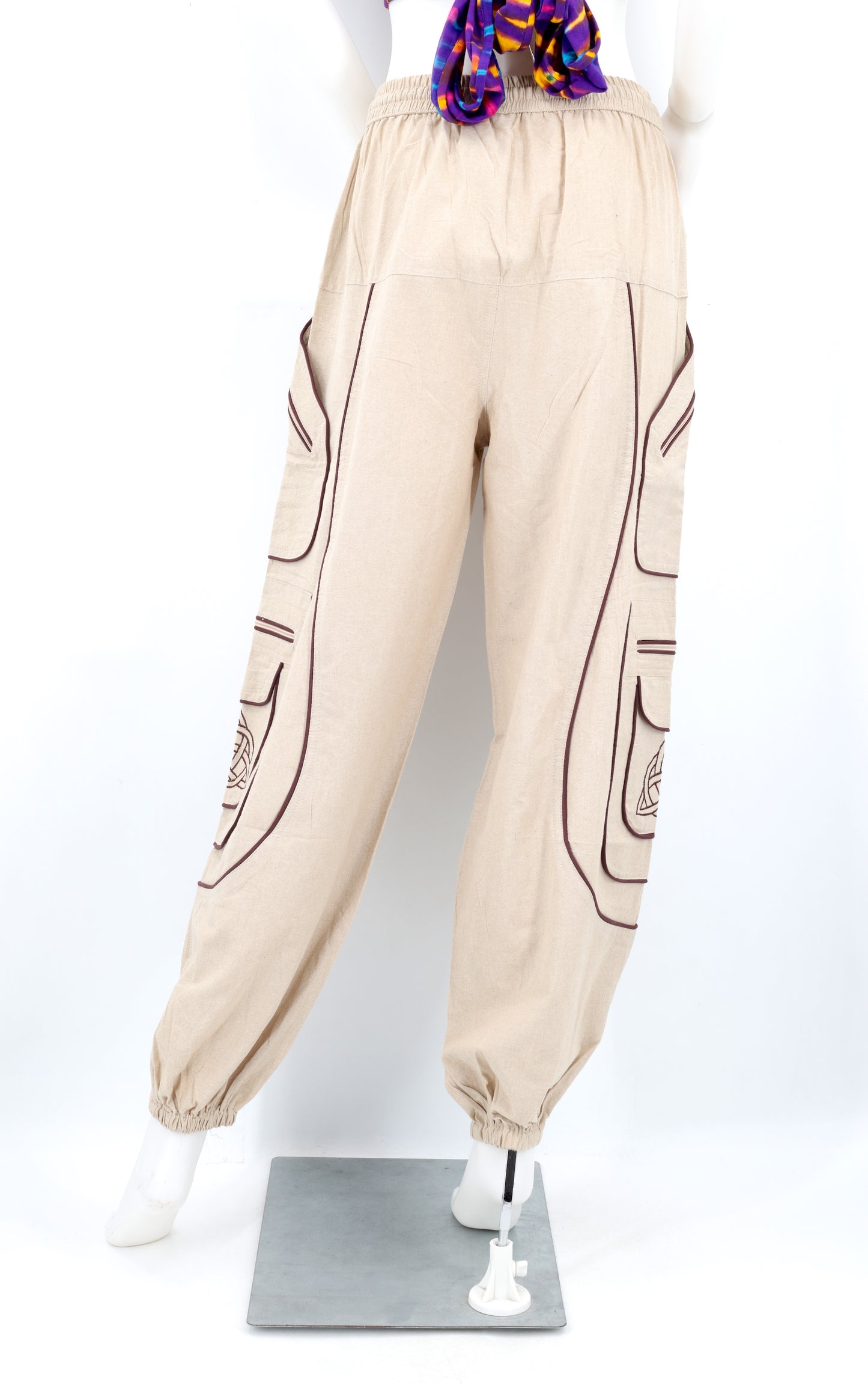 Celtic Triquetra Shield Knot Embroidered Harem Pants