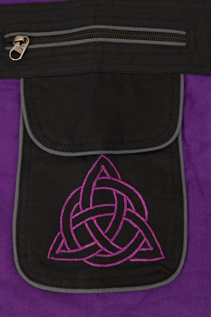 Celtic Triquetra Shield Knot Embroidered Harem Pants