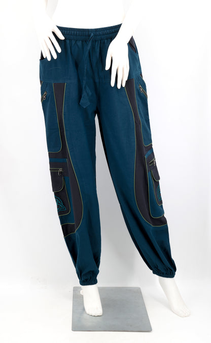Celtic Triquetra Shield Knot Embroidered Harem Pants