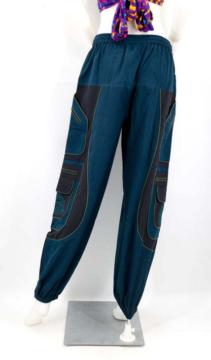 Celtic Triquetra Shield Knot Embroidered Harem Pants