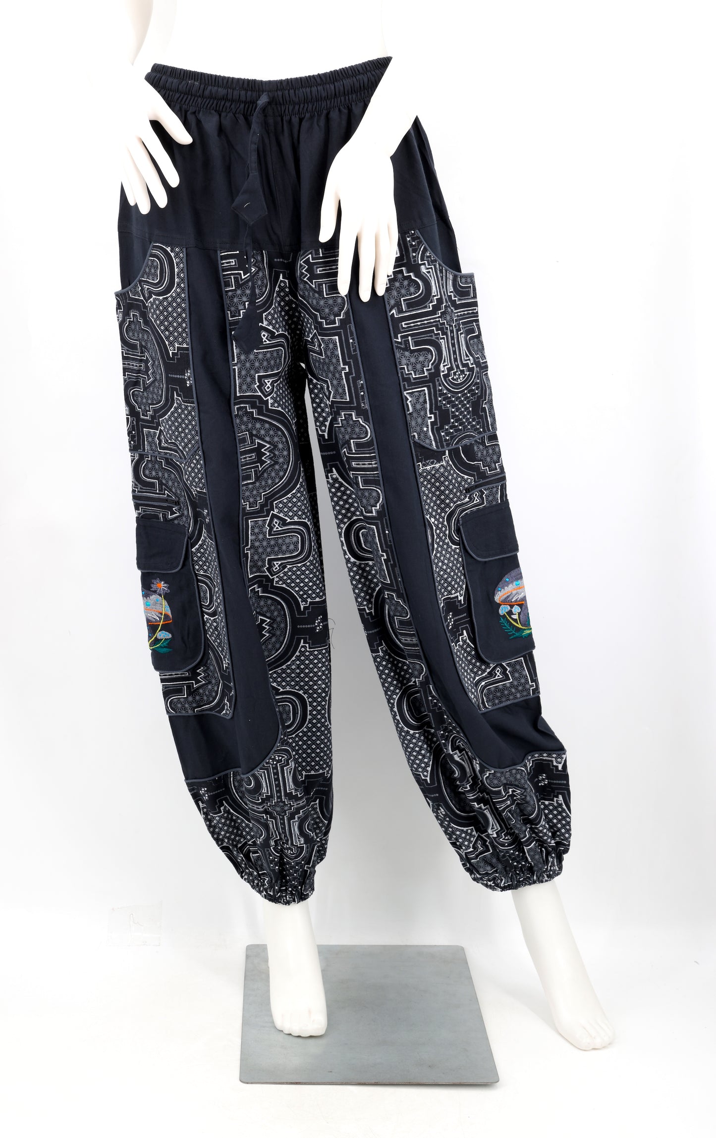 Spanish Tile Print Mushroom Print Harem Pants | Festival Pants