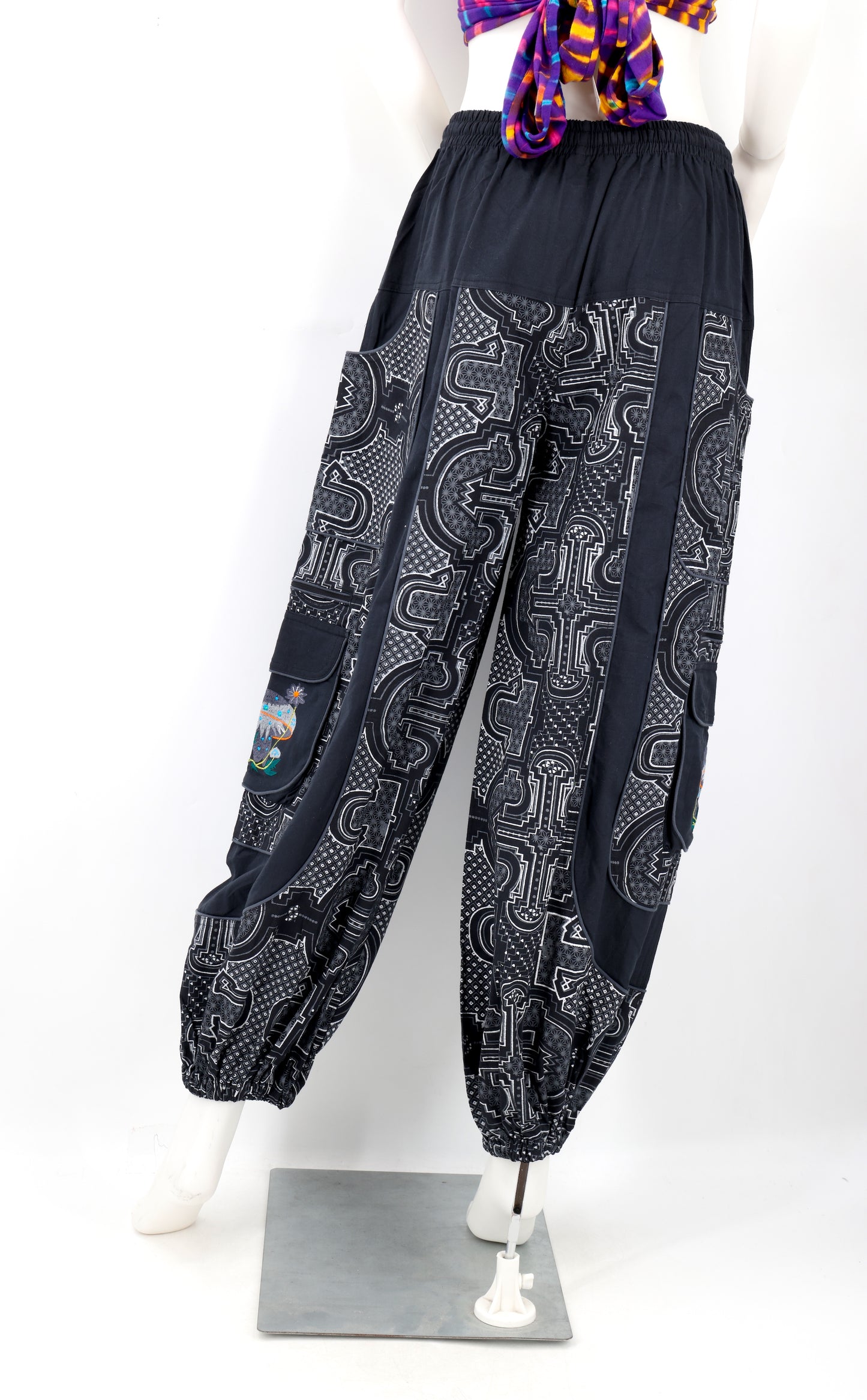 Spanish Tile Print Mushroom Print Harem Pants | Festival Pants