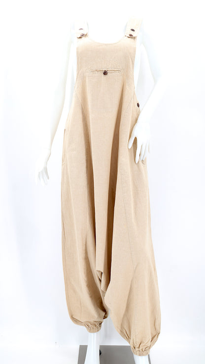 Solid Color Drop Crotch Overalls | Classic Cotton Jumpsuit
