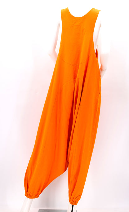Solid Color Drop Crotch Overalls | Classic Cotton Jumpsuit