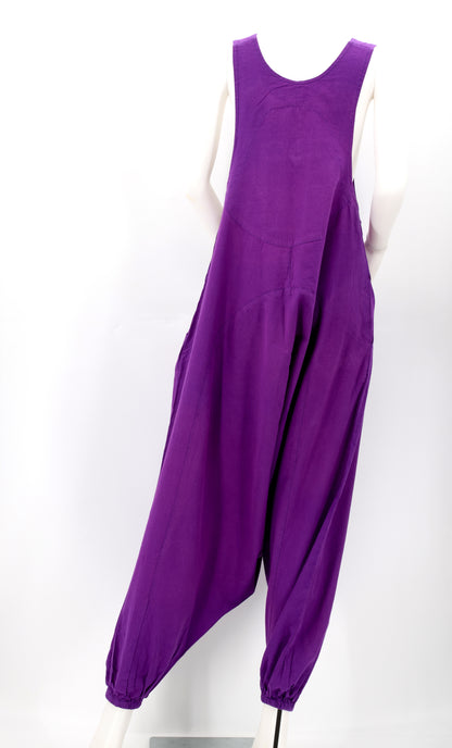 Solid Color Drop Crotch Overalls | Classic Cotton Jumpsuit
