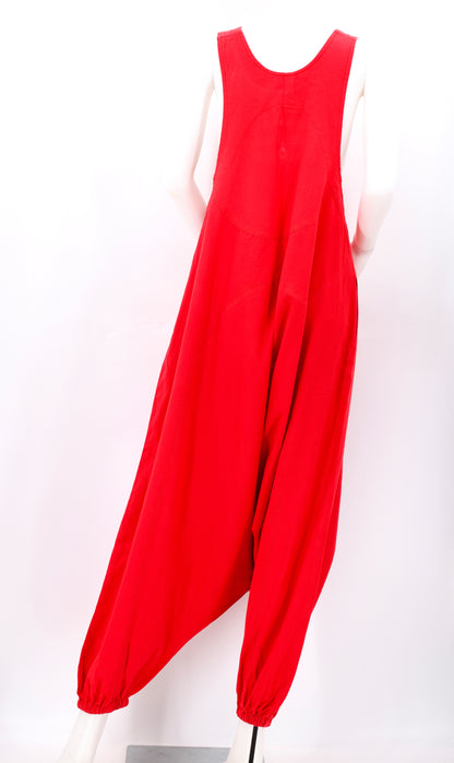Solid Color Drop Crotch Overalls | Classic Cotton Jumpsuit