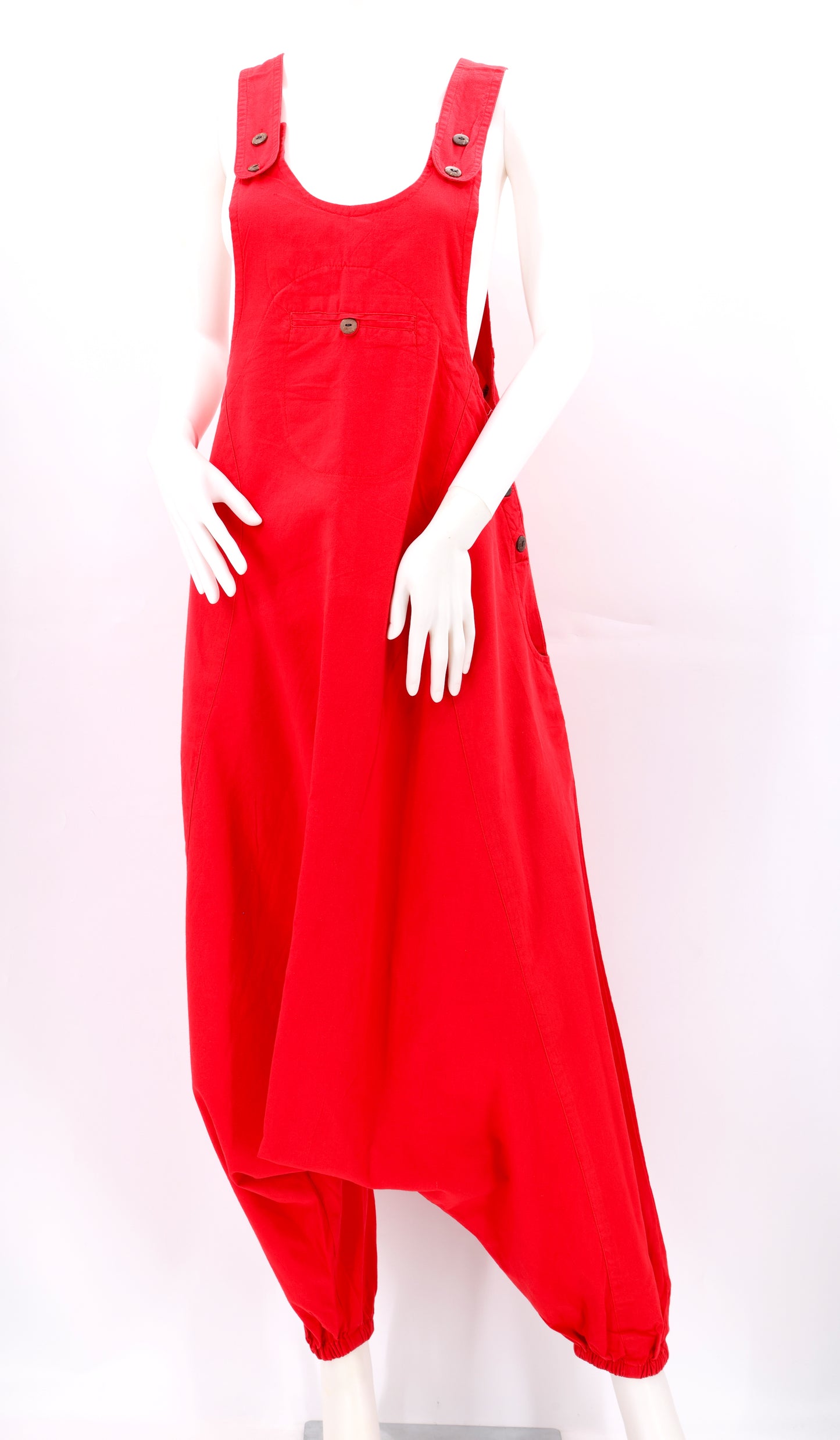 Cotton Hippie Handmade Solid Color Drop Down Bohemian Overalls