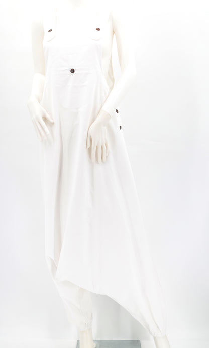 Solid Color Drop Crotch Overalls | Classic Cotton Jumpsuit