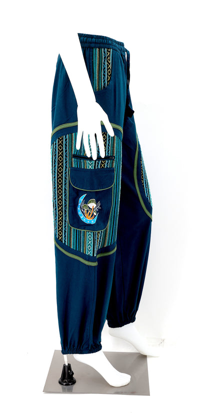 Side view highlighting secure zippered and buttoned pockets