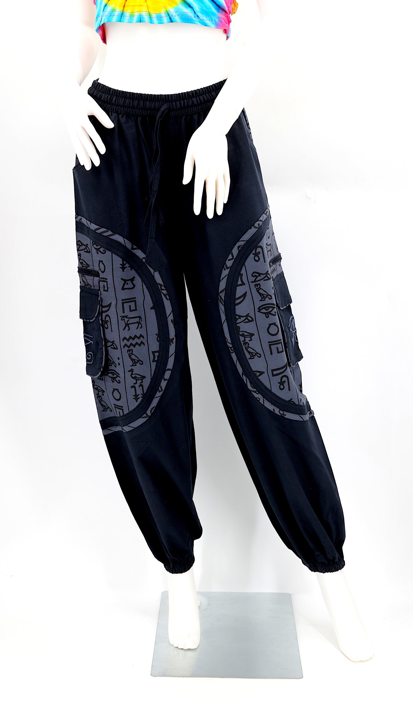 Cotton Hippie Handmade Harem Eye of Ra and Eye of Horus Embroidered Bohemian Trousers