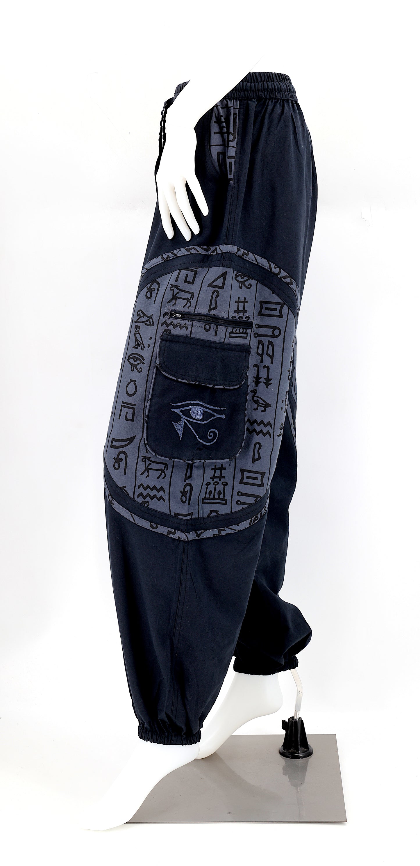 Cotton Hippie Handmade Harem Eye of Ra and Eye of Horus Embroidered Bohemian Trousers