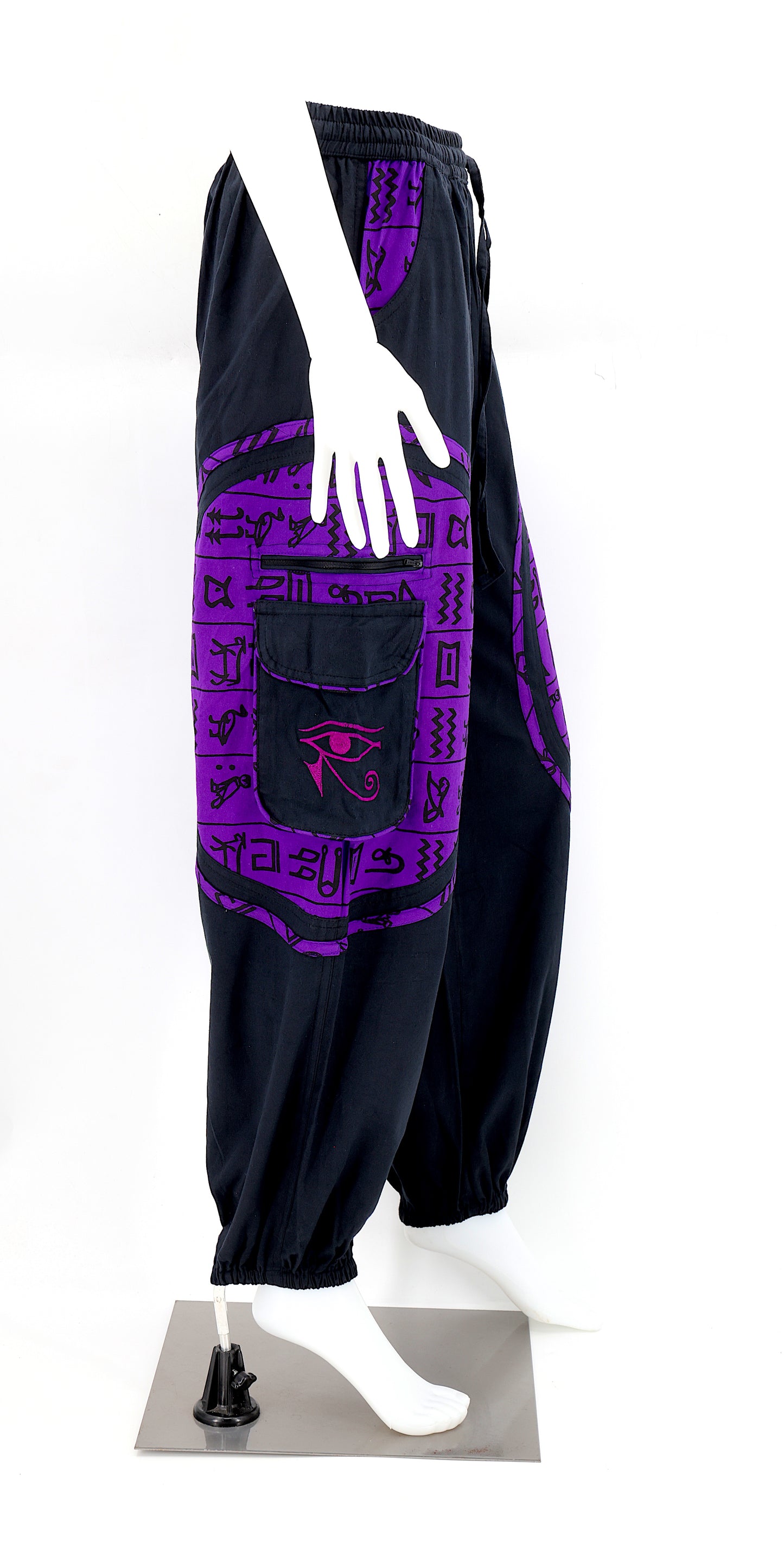 Cotton Hippie Handmade Harem Eye of Ra and Eye of Horus Embroidered Bohemian Trousers