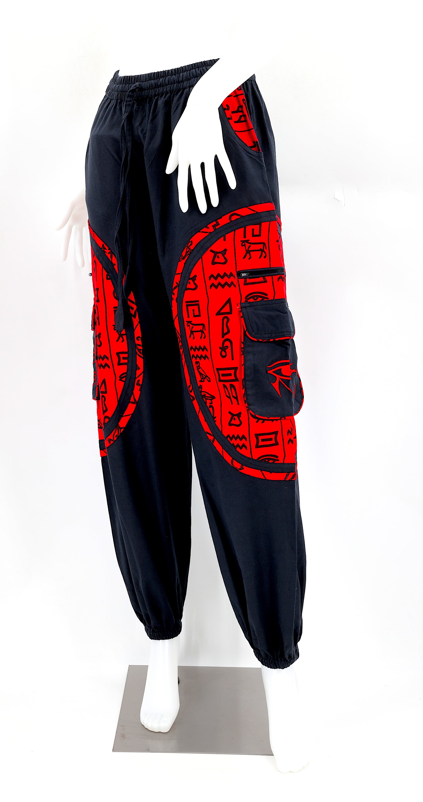 Cotton Hippie Handmade Harem Eye of Ra and Eye of Horus Embroidered Bohemian Trousers