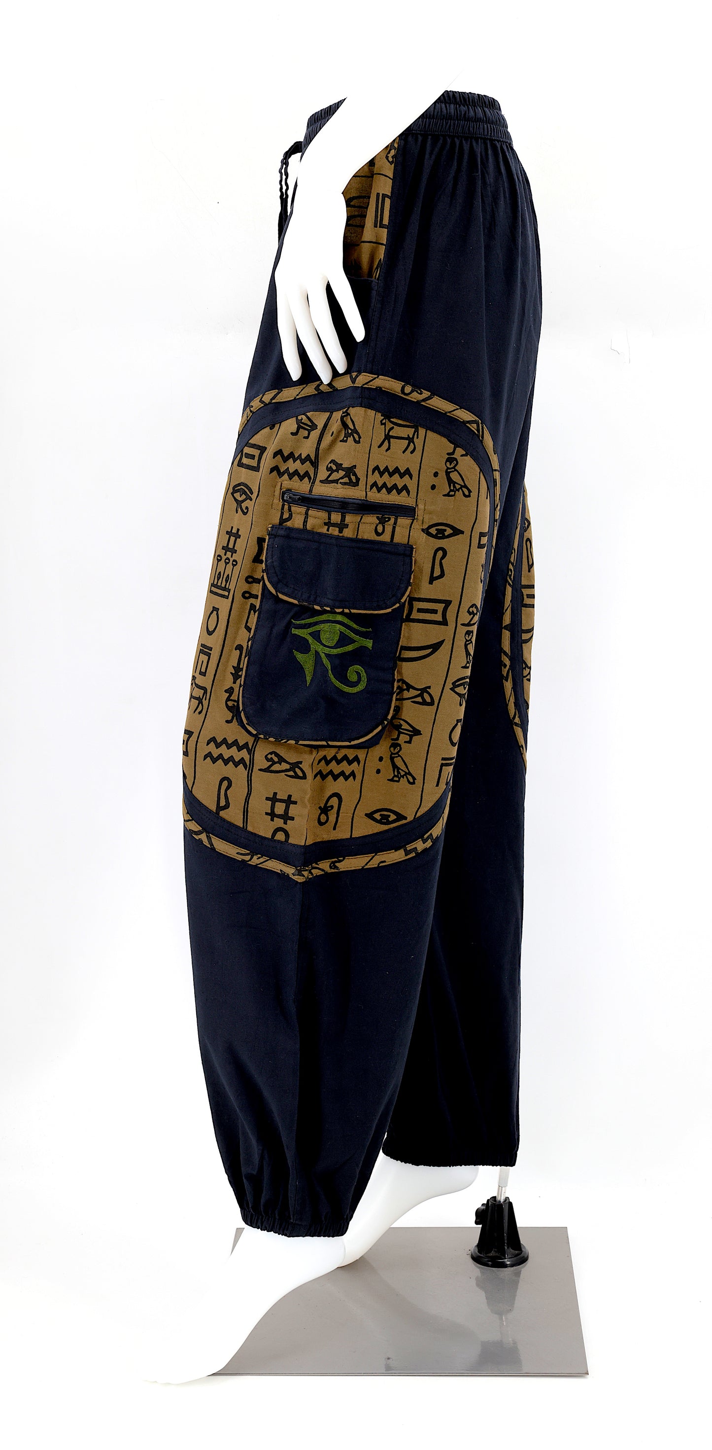 Cotton Hippie Handmade Harem Eye of Ra and Eye of Horus Embroidered Bohemian Trousers