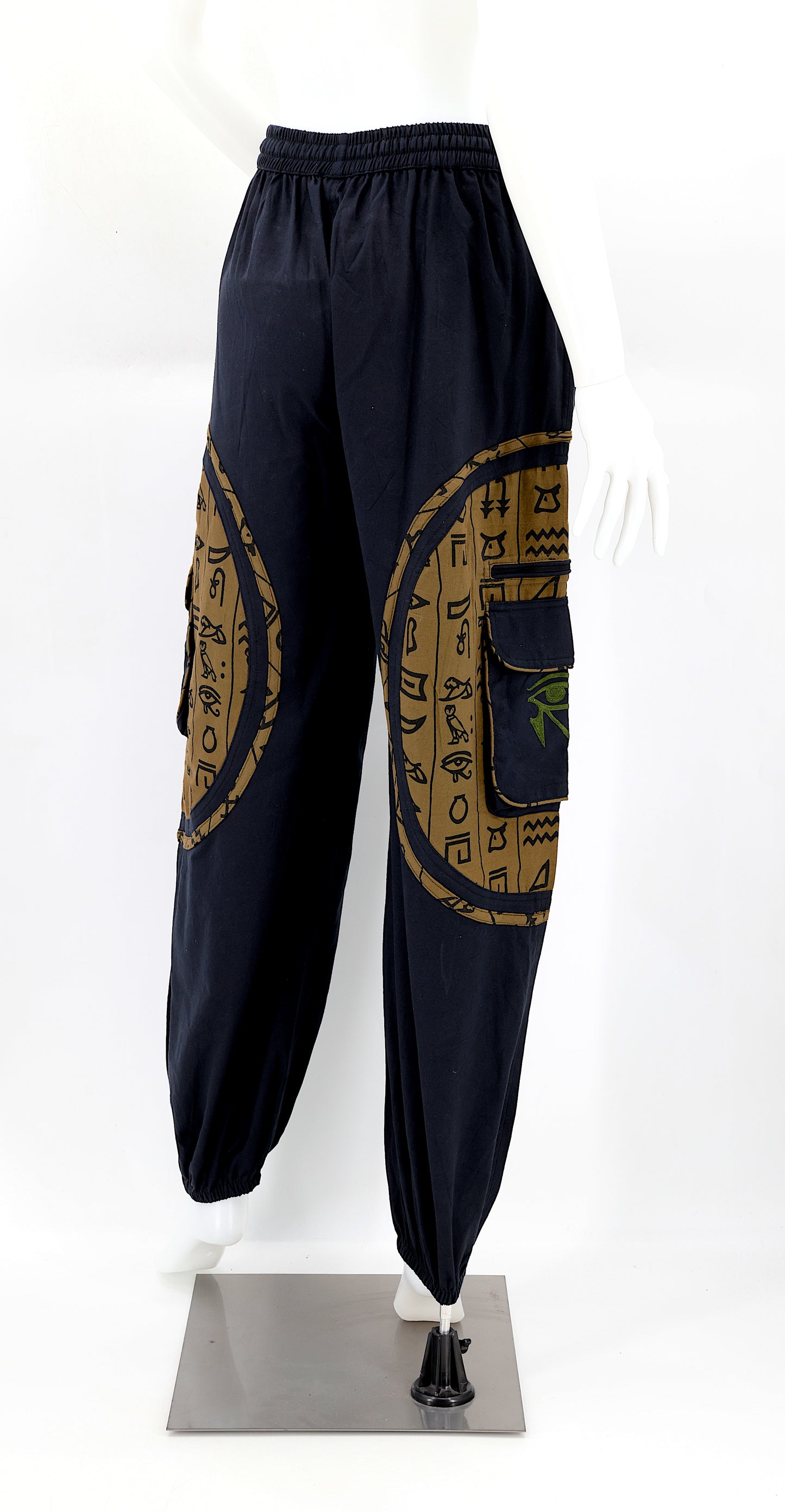 Cotton Hippie Handmade Harem Eye of Ra and Eye of Horus Embroidered Bohemian Trousers