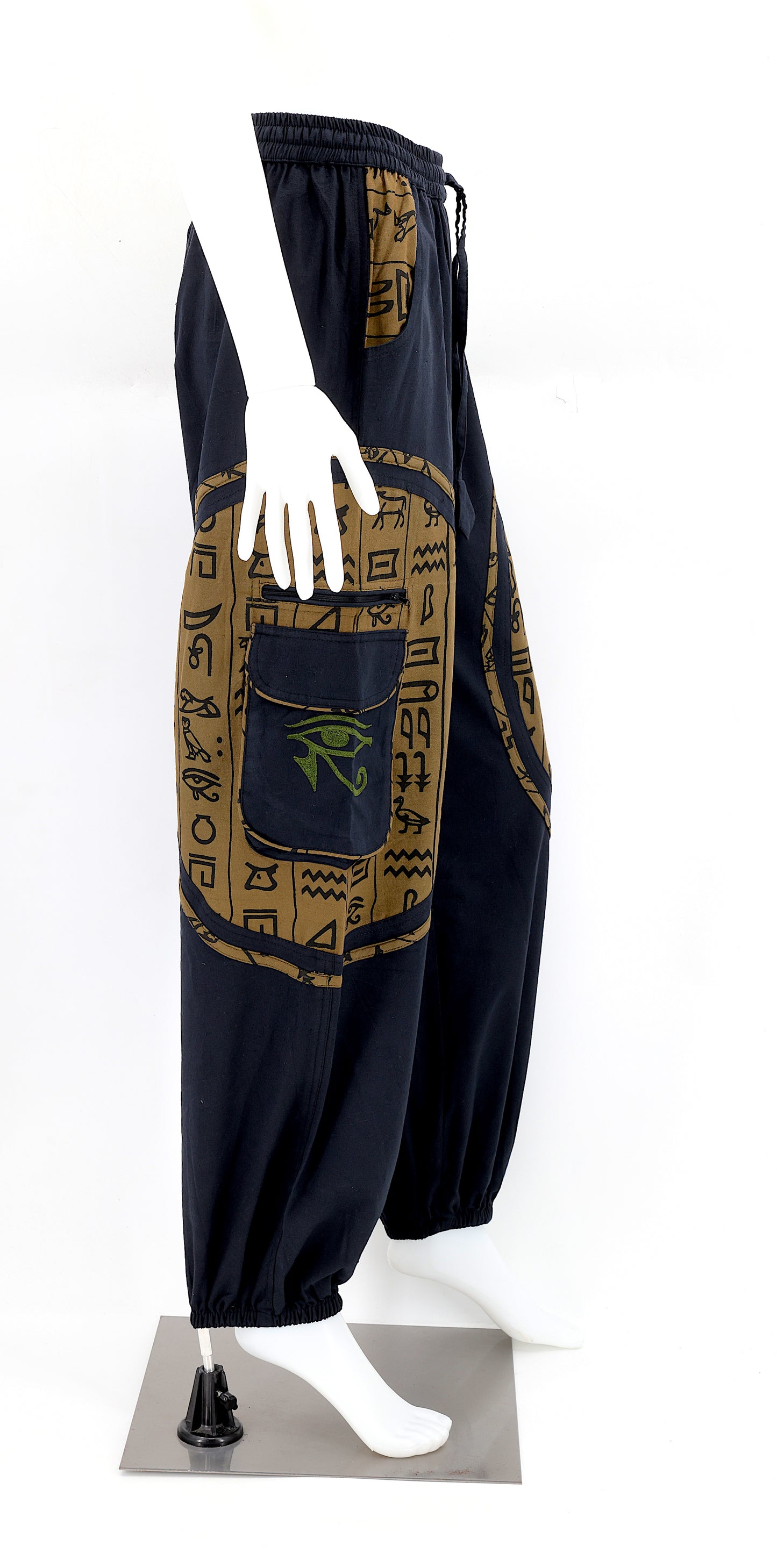 Cotton Hippie Handmade Harem Eye of Ra and Eye of Horus Embroidered Bohemian Trousers