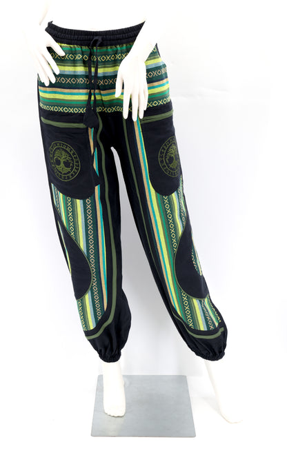 Yggdrasil Embroidered Tree of Life Gheri Mix Harem Pants