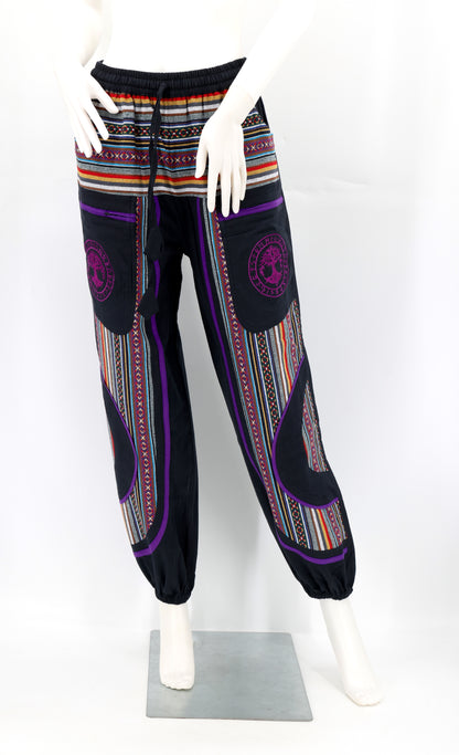 Yggdrasil Embroidered Tree of Life Gheri Mix Harem Pants