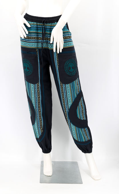 Yggdrasil Embroidered Tree of Life Gheri Mix Harem Pants