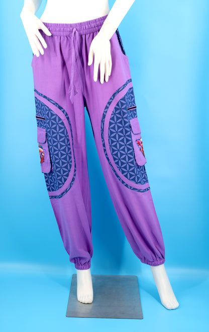 Pantalon sarouel brodé champignons | Pantalon de festival en coton