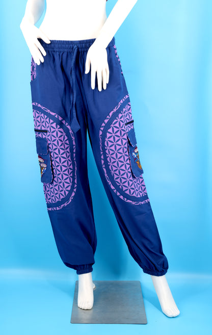 Pantalon sarouel brodé champignons | Pantalon de festival en coton