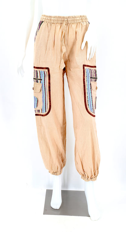 Faded Color Plain Gheri Mix Cotton Harem Pants