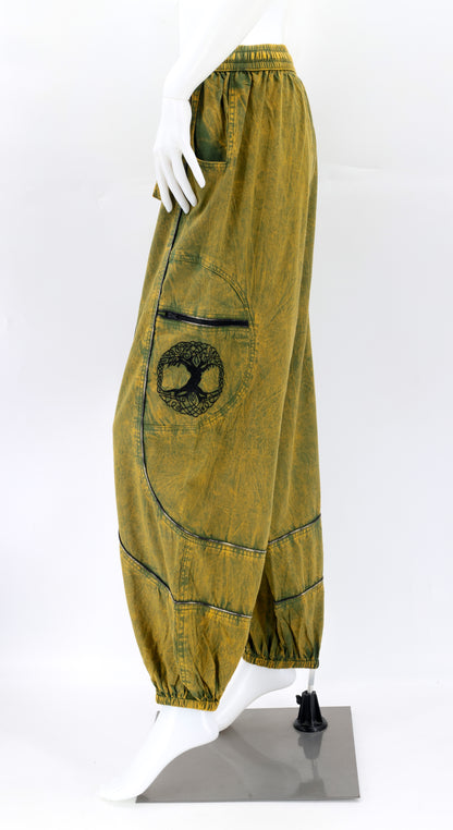 Camo green side view highlighting secure zippered and buttoned pockets
