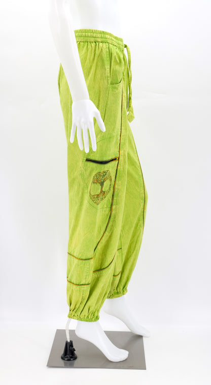Lime green side view highlighting secure zippered and buttoned pockets