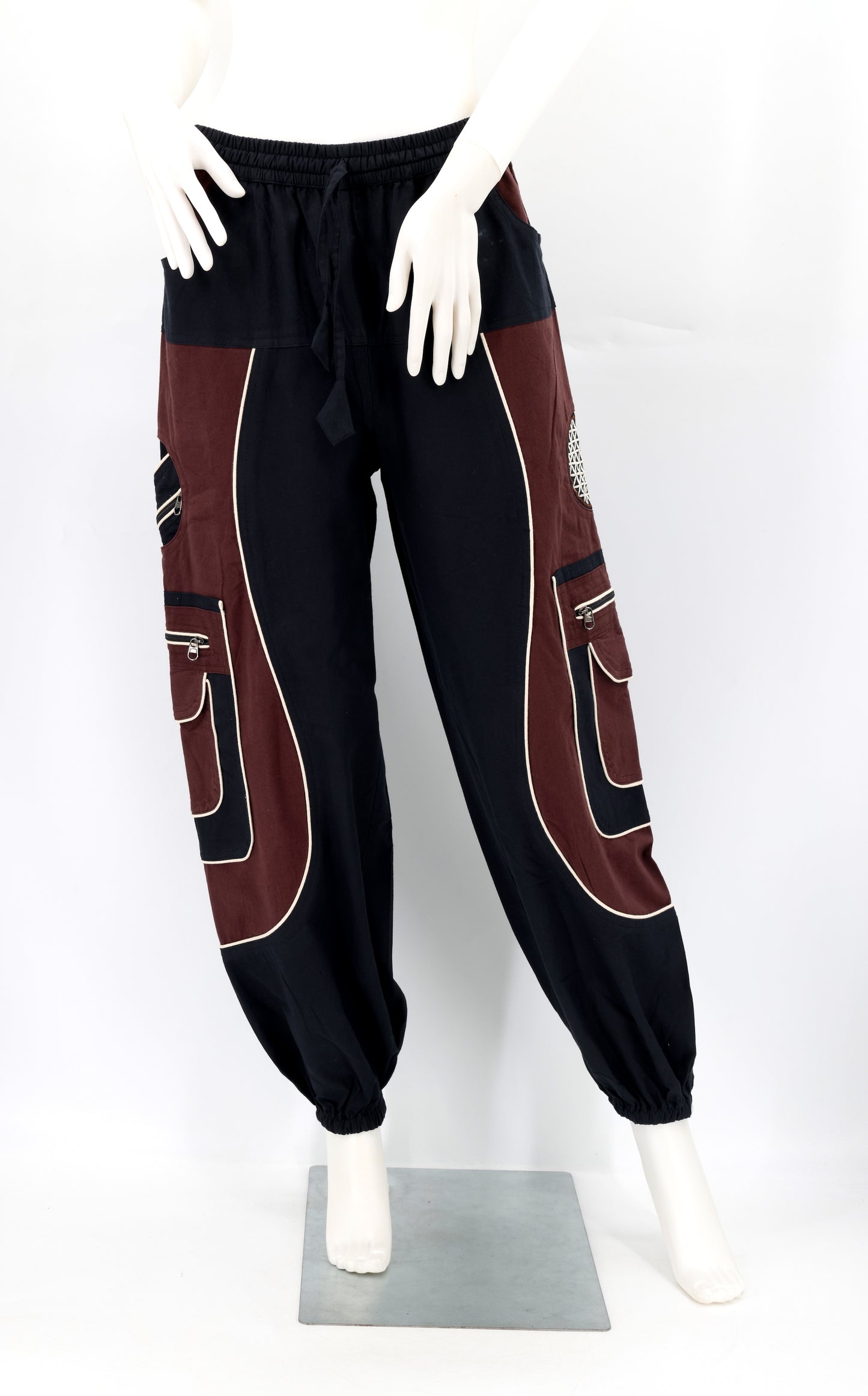 Handmade Cotton Harem Pants – Free-Spirited Flower of Life Embroidered Trousers