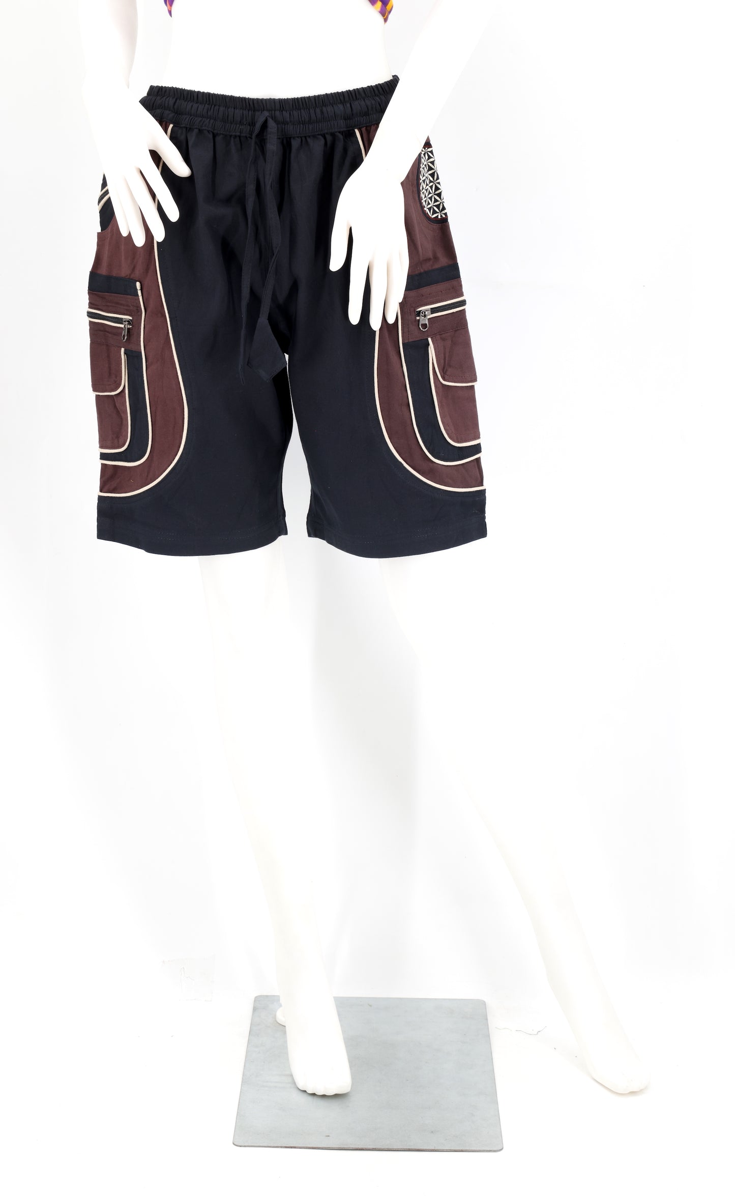 Flower of Life Embroidered Cotton Shorts